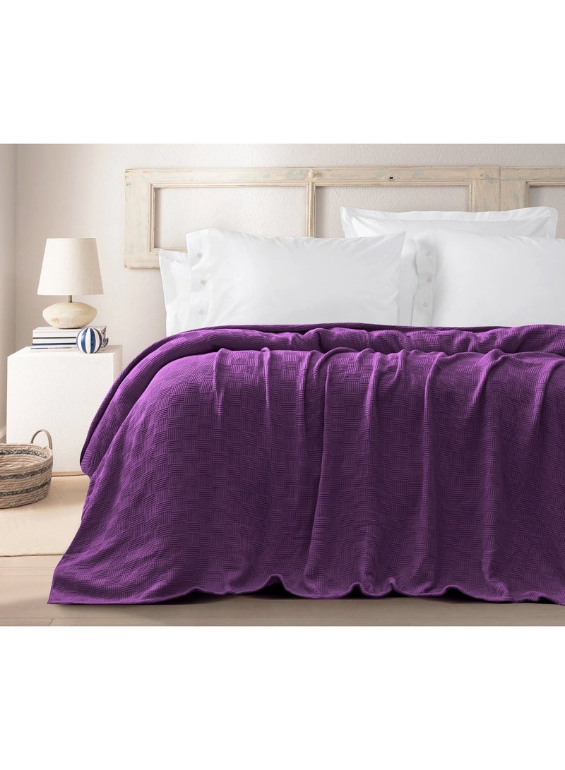Relax Egyptian cotton Leno throw blanket,ultra-soft & lightweight with an elegant woven design ,king size 255x225 , Purple - Image 3